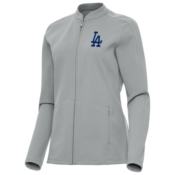 Women's Antigua Gray Los Angeles Dodgers Regard Full-Zip Jacket