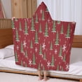 thumbnail image 5 of Red Christmas Tree and Snowflake Pattern Hooded Bath Towel，60"x35" for Ages 3 To 12 Kids, Quick Dry Lightweight Soft Microfiber Hood Beach Towel Cover Up for Kids, 5 of 7