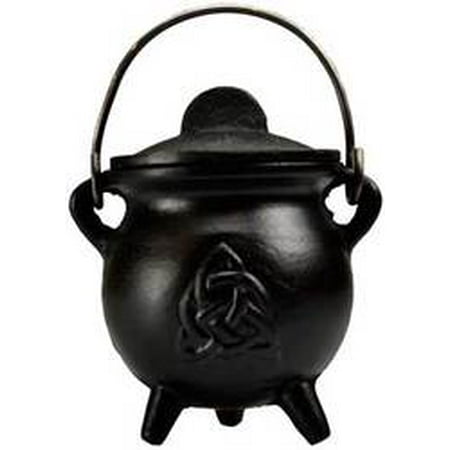 Triquetra Cast - 3 Triquetra cast iron cauldron w/lid