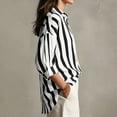 thumbnail image 6 of Rexolia Women's Striped Button Down Shirt Regular Fit Long Sleeve Business Casual Black L, 6 of 6