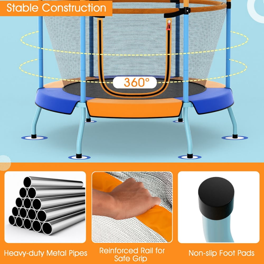 Yardi Yarda 48" Toddler Trampoline with Safety Enclosure Net-Orange, Bounce Trampoline for Garden, Park