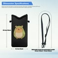thumbnail image 6 of ZIATUBLES Neoprene Cellphone Crossbody Bag Portable Phone Sleeve Case with Adjustable Strap and Hook Loop Fastener Stylish Phone Purse, 4 X 8 Inch, Cartoon Capybara Green Dress Black, 6 of 7