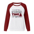 thumbnail image 3 of Gibobby Sudaderas para mujer Blusa informal de manga larga con cuello redondo y estampado de letras para mujer de Navidad(Rojo,XG), 3 of 4