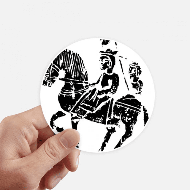 Autocollant Motif Cheval Wei Jin Dynasties pour Valise Murale Ronde Étiquette d'Ordinateur Portable