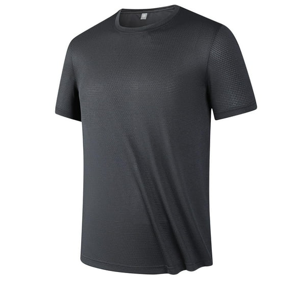 HOOMEUMY Men's Summer Sports T-Shirt Breathable Mesh Quick Dry Running Fitness Gym Workout Short Sleeve Crew Neck Tee Shirt Black XXL