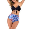 thumbnail image 1 of Womens High Waisted Bikini Set Tie Knot High Waisted Two Piece Swimsuits Bathing Suits, 1 of 5