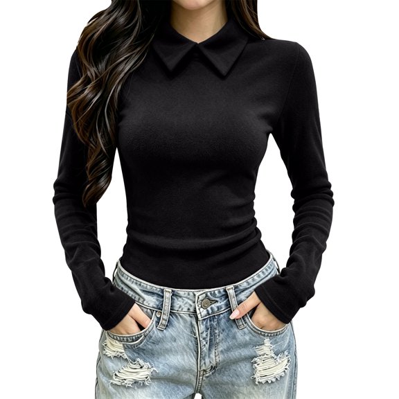 Peter Pan Collar Shirt Women Long Sleeve Shirts Fitted Shirts Fall Outfits Casual Tops Summer Tops Classy Outfits Cute Long Sleeve Tops Plus Size Tops Fall Fashion
