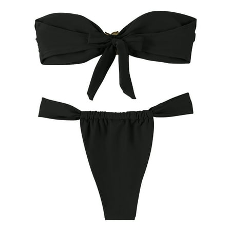 MSJUHEG Two Piece Swimsuit for Women Plus Size Bikini Sets for Women High Waisted Bikini Sets for Women Swimsuit Set Bikini Swimsuit Bikini Sets for Women Tankini Swimsuits for Women Black M