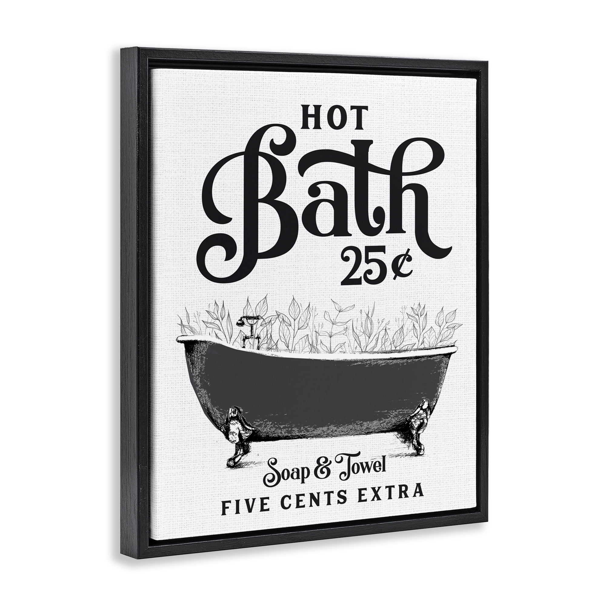 Hot Bath with Bubbles Black Framed Floater Canvas Wall Art, design by Lettered and Lined