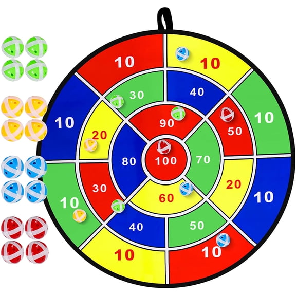 Casewin Dart Toys for Kids, Double Sided Safe Dart Board for Kids with 16 Sticky Balls and 28.7 Inches Dartboard, Best Outdoor Indoor Sports Family Party Toys Game Gifts for Boys Girls Chil