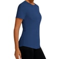 thumbnail image 4 of Uootdi T Shirts for Women Short Sleeve Solid Running Tops Daily Active Style Quick Dry Breathable Fitted Shirts Gift, 4 of 7