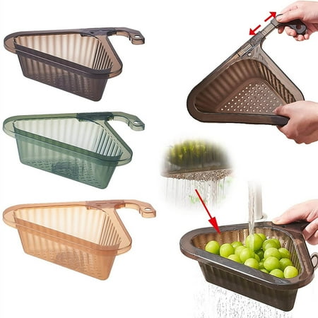 

Feiboyy Retractable Handle Sink Drain Shelf Fit For All Kitchen Sink Multifunctional Corner Riangular Sink Filter Swan Drain Rack For Kitchen Bathroom