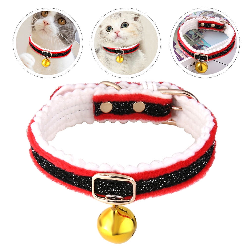 NIYANGLE Durable Christmas Pet Collar with Bell Red Decorative Collar for Outdoor Dog and Cat Use