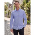 thumbnail image 4 of INSPIRE CHIC Men's Back to School Pinstripe Shirt Long Sleeve Button Down Casual Dress Shirts L Blue, 4 of 5