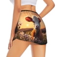 thumbnail image 2 of Uemuo Sunset Calf Flower Field Pattern Women's Athletic Shorts High Waisted Running Shorts with Liner Pockets Gym Elastic Workout Shorts-X-Large, 2 of 9