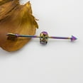 thumbnail image 3 of Industrial Barbell with Skull Design Anodized Titanium 14G, 3 of 8