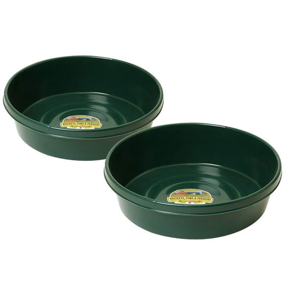 Little Giant 3 Gallon Flat Farm Livestock Feed Utility Pan, Green (2 Pack)