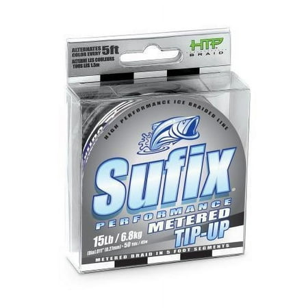 UPC: 0024777663275 | Sufix 610-115MC Performance Tip Up Ice Fishing Braided Line 15lb 50yd Metered