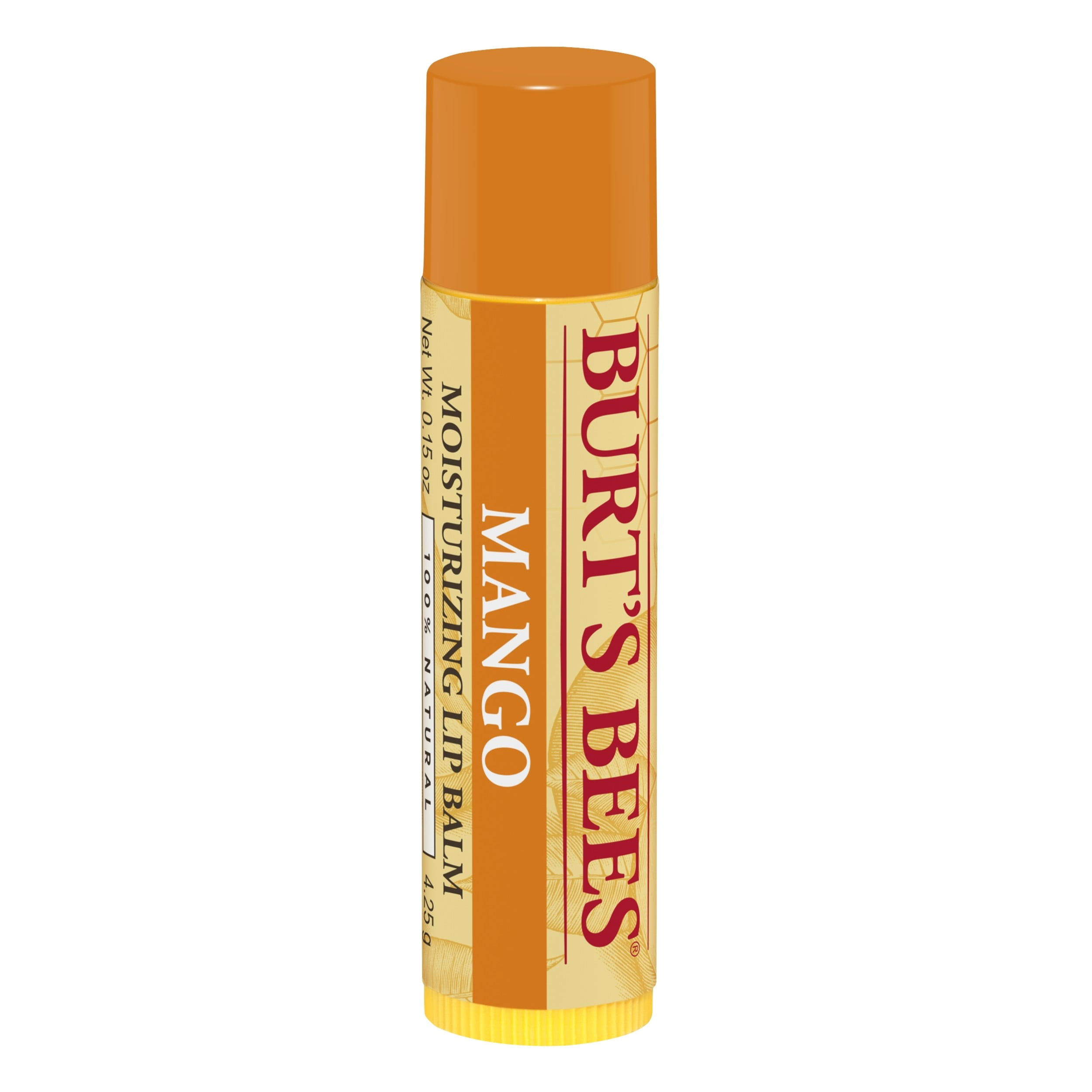 Burt's Bees 100% Natural Moisturizing Lip Balm, Mango with Beeswax & Fruit Extracts - 1 Tube