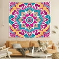 thumbnail image 3 of Durable Vibrant Ethnic Boho Country Tapestry for Office Home Living Room House Dorm Deco, Modern Washable Living Room Tapestry, 51x59 Inches, Colorful Geometric Flowers College Tapestry, 3 of 5