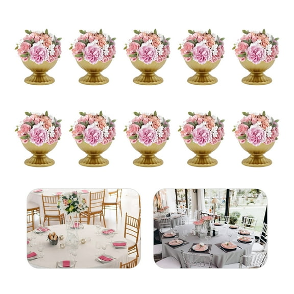Mini Gold Flower Arrangement Pots for Centerpiece Table Decorations Metal Vase Decor for Home Wedding Party Christmas (2.6IN-10PCS, Bright Golden)