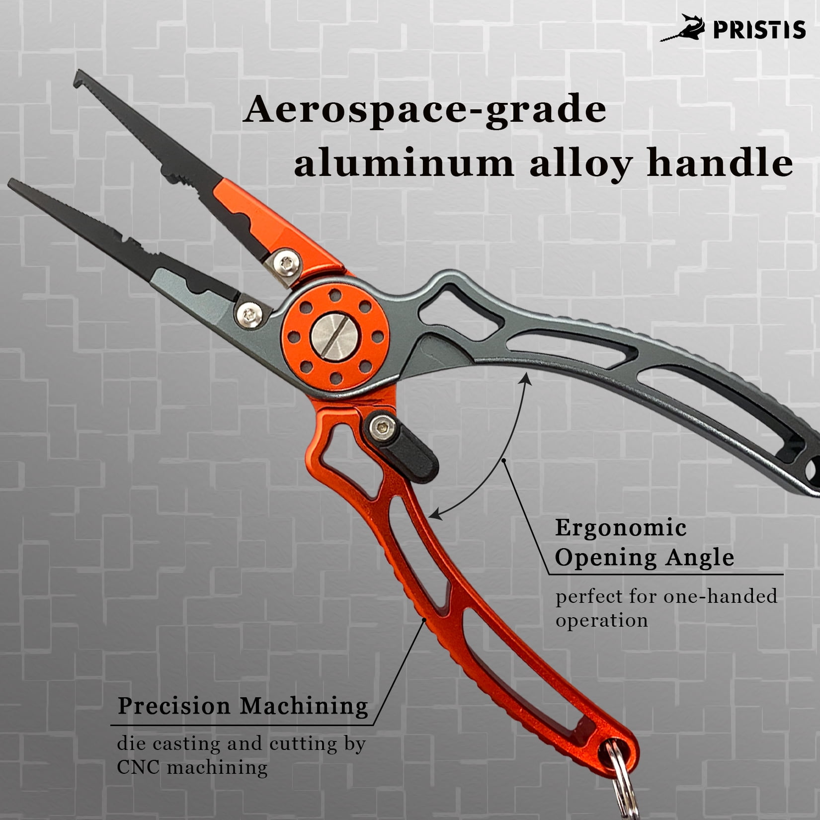 Pristis Fishing Pliers, Saltwater Resistant Teflon Coated Split Ring Gear, Multi-Function Equipment