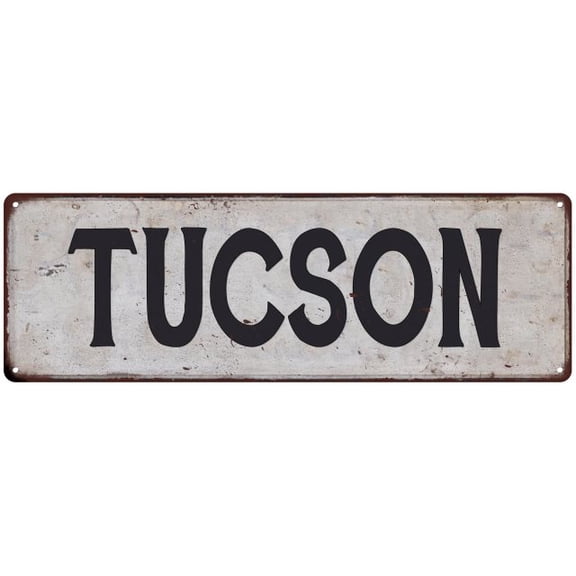 TUCSON Vintage Look Rustic Metal City State Sign 6 x 18 High Gloss Metal 206180041078