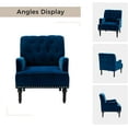 thumbnail image 4 of Upholstered Armchair Set of 2 Velvet Lounge Accent Chair Single Sofa Button Nailhead Wooden Legs Living Room Bedroom Navy, 4 of 6