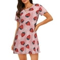 thumbnail image 1 of Easygdp Strawberries Camisón de manga corta para mujer, informal, estampado, 1 of 6