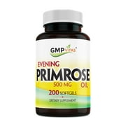 GMP Vitas Evening Primrose Oil -Maintain Smooth-Healthy Looking Skin-Supports hormonal Balance, 500 mg, 200 Softgels