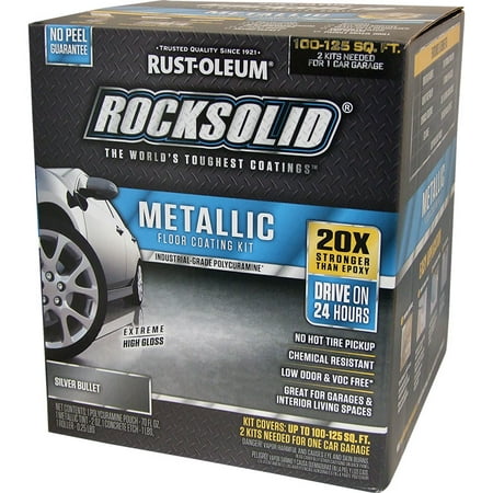 Rust-Oleum 286893 RockSolid Polycuramine Metallic Floor Coating Silver Bullet (2-pack/1 car kit)