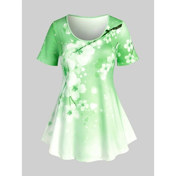 Camiseta Talla Extra & Coderas Curvo Sakura Rosegal Camisetas tallas grandes