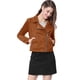 thumbnail image 3 of Chaquecorde mujer Soft Moto Zip Up Pockets Chaquetas de motociclisde gamusintétimarrón L, 3 of 6