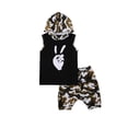 thumbnail image 1 of Little Boys Hooded Vest + Shorts Camouflage Pattern Printing Victory Sign, 1 of 10
