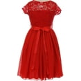 thumbnail image 2 of Little Girls Lovely Floral Lace Chiffon Sparkling Rhinestone Flowers Girls Dresses Red 2 (J20KS53), 2 of 3