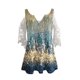 thumbnail image 4 of Elegante mujer casual cremallera cuello impresión blusa encaje manga corta camiseta verano Tops OAVQHLG3B Store  lin121212, 4 of 4