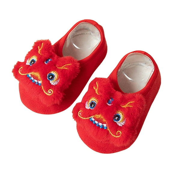 Akiihool Baby Indoor Shoes Toddler Kids Slippers Indoor Plush Shoes (Watermelon Red,18-24 Months)