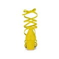 thumbnail image 2 of BLISSFUL STEP Women's Open Toe Lace up Sandals Mid Block Heels Sandals Yellow 6, 2 of 7