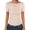 Beige, variant on Women Boat Neck Tops Short Sleeve T-Shirts Ribbed Knit Tight Fitted Basic Tees Shirts 2026 Summer Clothes Navy Blue X-Large