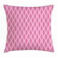 thumbnail image 1 of Pink and White Throw Pillow Cushion Cover, Pastel Ogee Motifs with Curved Stripes Abstract Ethnic Design, Decorative Square Accent Pillow Case, 18 X 18 Inches, Pink Pale Pink and White, by Ambesonne, 1 of 2