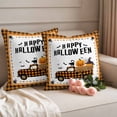 thumbnail image 2 of Orange Halloween Outdoor Waterproof Pillow Covers, Spooky Pumpkins Truck Black Cat Decorative Square Throw Pillowcase Sofa Cushion Sham for Patio/Couch/Chair, 26"x26" 2 Pack, 2 of 8