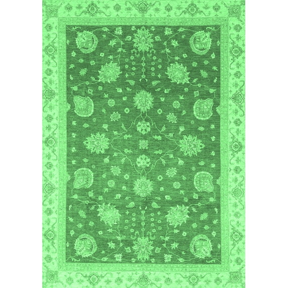 Ahgly Company Indoor Rectangle Oriental Emerald Green Traditional Area Rugs, 6' x 9'
