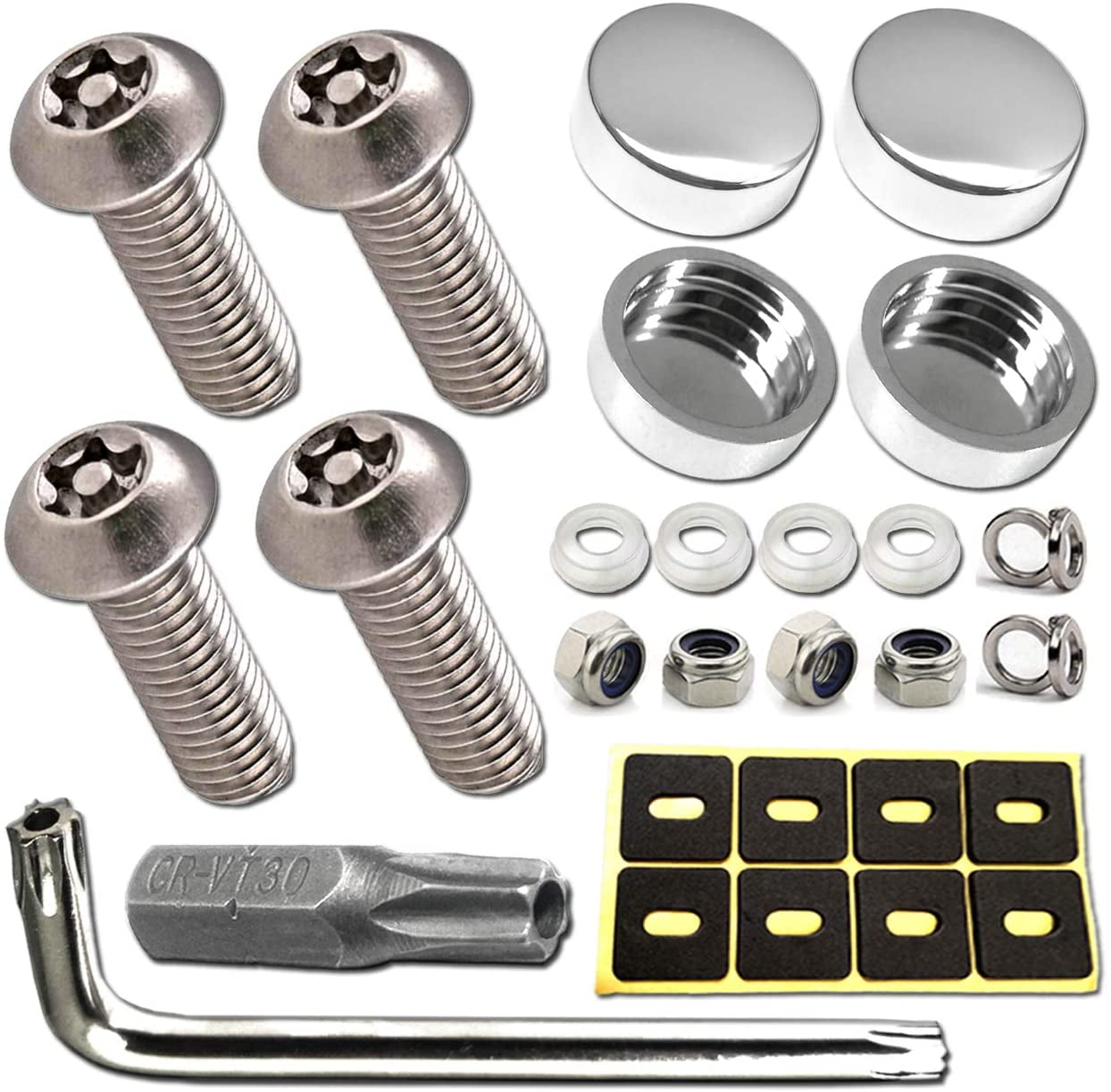 Auto Logo Chrome Metal AntiTheft Car License Plate Bolts Frame Screws