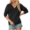 thumbnail image 7 of larppty Womens Sweatshirts V Neck Long Sleeve Soft Sweatshirt Oversized Fall Fashion Hoodies Pullover with Pocket (Black, XXL), 7 of 7