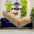 thumbnail image 2 of Modern U-Shaped Sectional Sofa with Storage, Extra Large Camel Chenille Fabric for Living Room, 220cm Size with Cylindrical Backrest and Armrests, Waterproof and Easy to Clean, 2 of 22