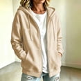 thumbnail image 6 of Edvintorg Women's Jackets Loose Zip up Long Sleeve Coat Fall Winter Casual Hooded Outerwear with Pocket Women's Clothes S-2XL Beige, 6 of 7