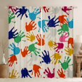 thumbnail image 1 of Handprints Curtains 38"Wx54"L Footprints Blackout Curtains Colorful Effect Open Palms Collage Art Work Curtains & Drapes Watercolor Abstract Human Creative Modern Simple Window Curtains, 1 of 6