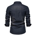 thumbnail image 3 of Men's Classic Denim Long Sleeve Shirt Solid Color Casual Button Down Work Shirt with Chest Pocket, 3 of 10