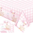 thumbnail image 1 of wonima02 6 Pcs Pink One Silly Goose Tablecloth Goose Baby Shower Party Tablecloth Decorations Disposable Little Pink Gingham 1st Birthday Table Cover for Birthday Party Supplies, 1 of 1