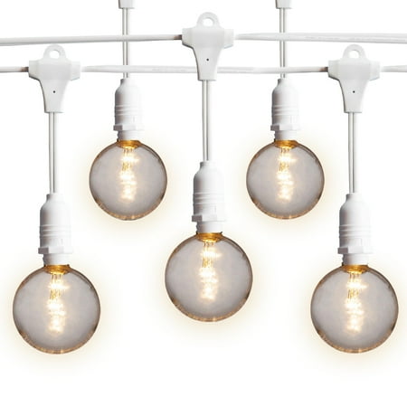 

Fantado 50 Socket Suspended Outdoor Commercial String Light Set Shatterproof LED Bulbs 54 FT White Cord w/ E12 C7 Base Weatherproof - LED G50 - 2 INCH (0.7 WATT) by PaperLanternStore.com